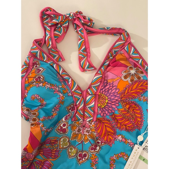 Trina Turk Meilani Plunge One Piece Swimsuit Women's Size 8 - Picture 5 of 10